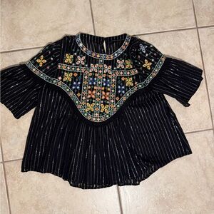 Zara Black Top with Vibrant Embroidery